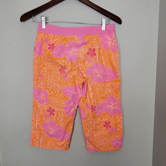 Lilly Pulitzer Girls Sneaky Tiki Floral Tie Waist Bermuda Shorts Capri 14 - Picture 2 of 3